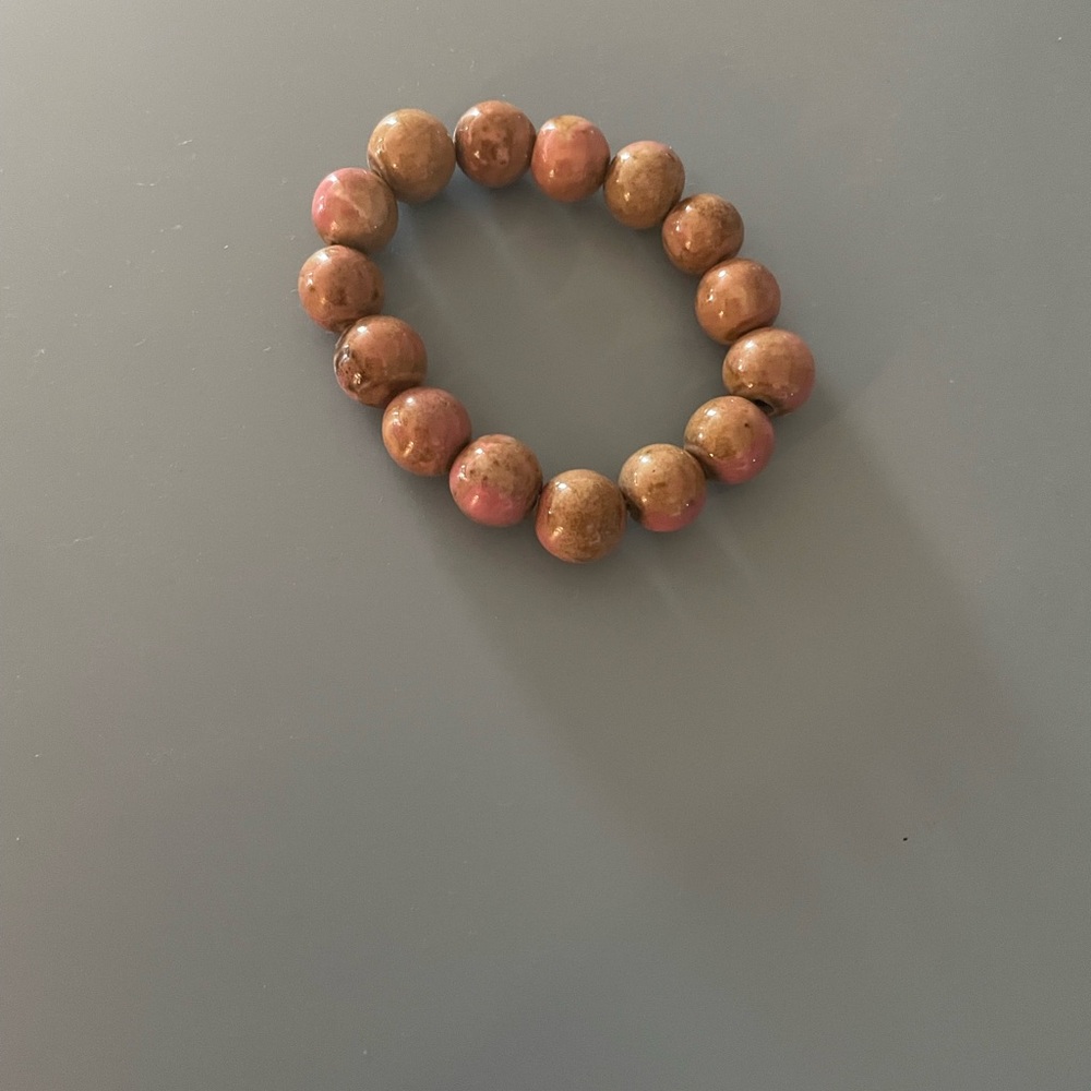 Elegant Pink and Brown Beaded Bracelet